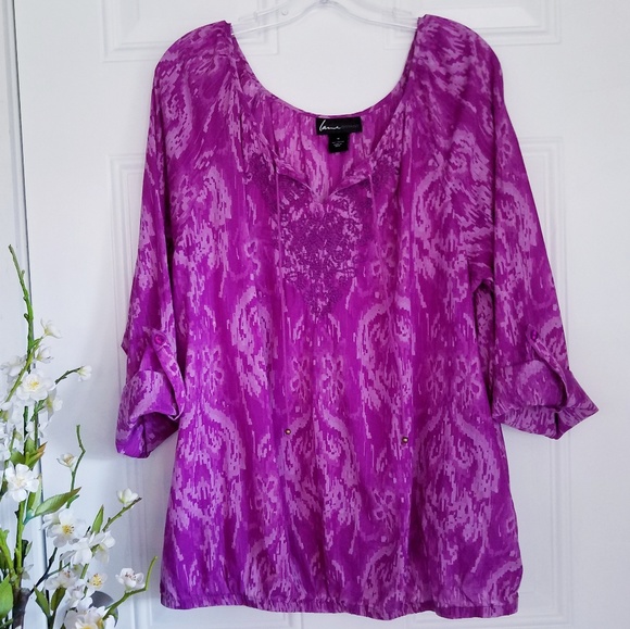 Lane Bryant Tops - 4x25 Lane Bryant Pink Embroidered Blouse Sz 14